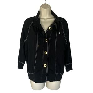 Jones New York black lightweight jacket with 3/4 sleeves size PM
